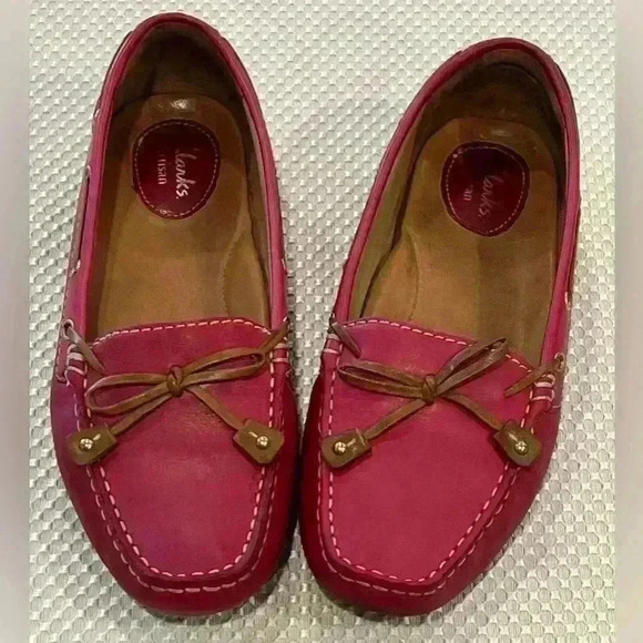 Clarks Women's Dunbar Racer Loafer cranberry pink size 7 - Picture 1 of 7